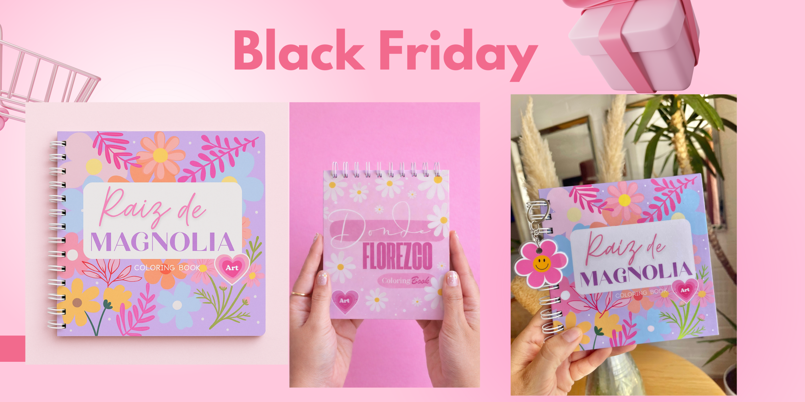 banner black friday descuentos rosado